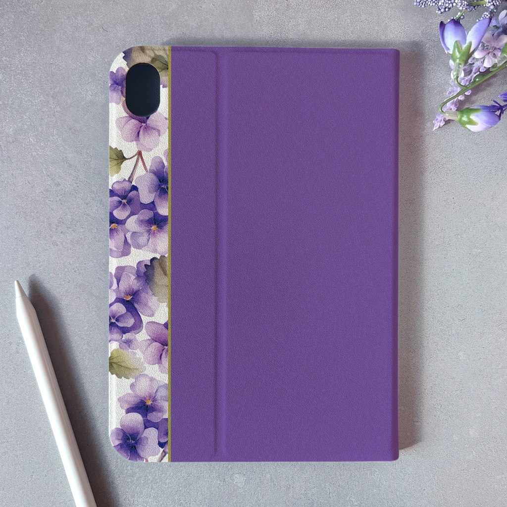 春のスミレのiPadケース(菫色) 花 ipadケース タブレットケース カバー