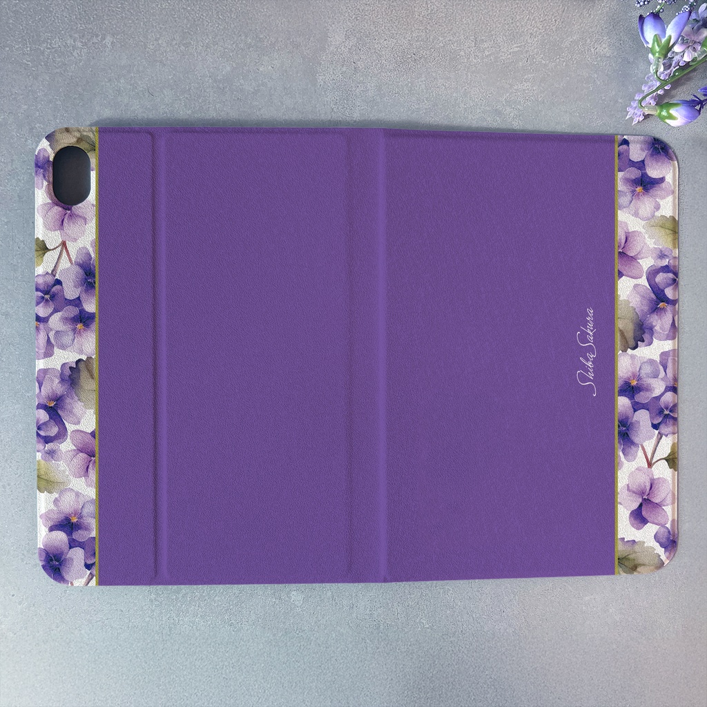 春のスミレのiPadケース(菫色) 花 ipadケース タブレットケース カバー