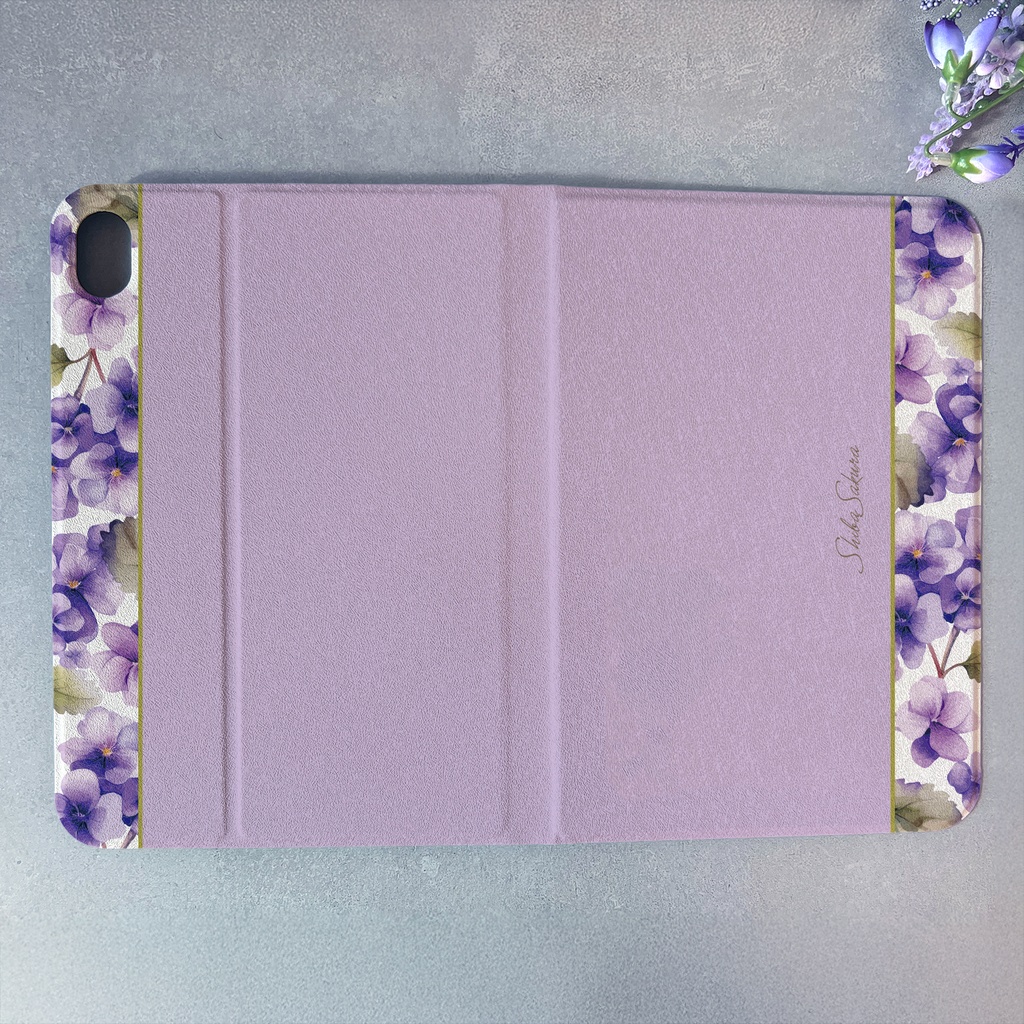 春のスミレのiPadケース(淡紫) 花 ipadケース タブレットケース カバー