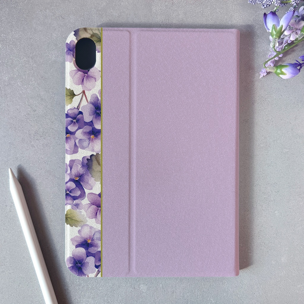 春のスミレのiPadケース(淡紫) 花 ipadケース タブレットケース カバー