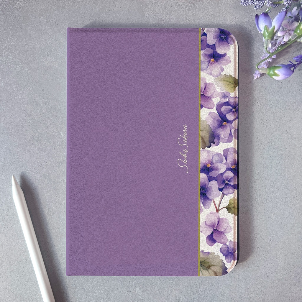 春のスミレのiPadケース(江戸紫) 花 ipadケース タブレットケース カバー