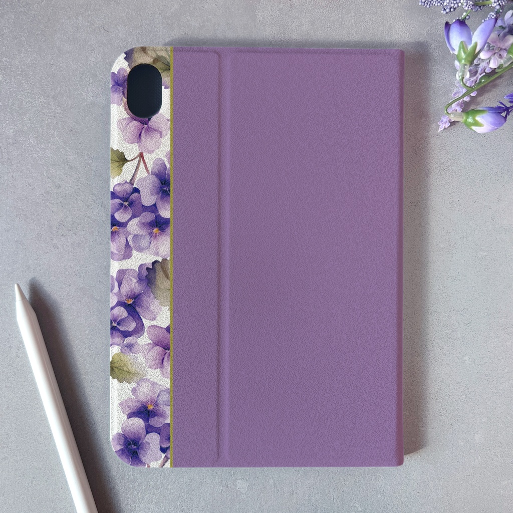 春のスミレのiPadケース(江戸紫) 花 ipadケース タブレットケース カバー