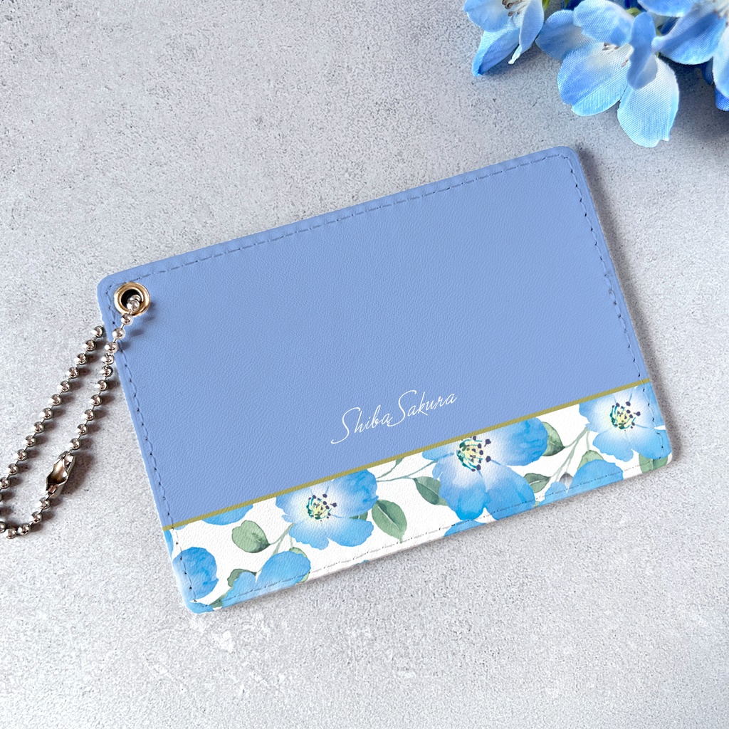 ネモフィラのパスケース（ゼニスブルー） ネモフィラ 花 定期入れ カードケース