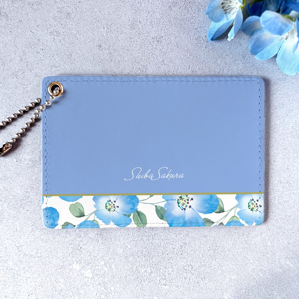 ネモフィラのパスケース(ゼニスブルー) ネモフィラ 花 定期入れ カードケース