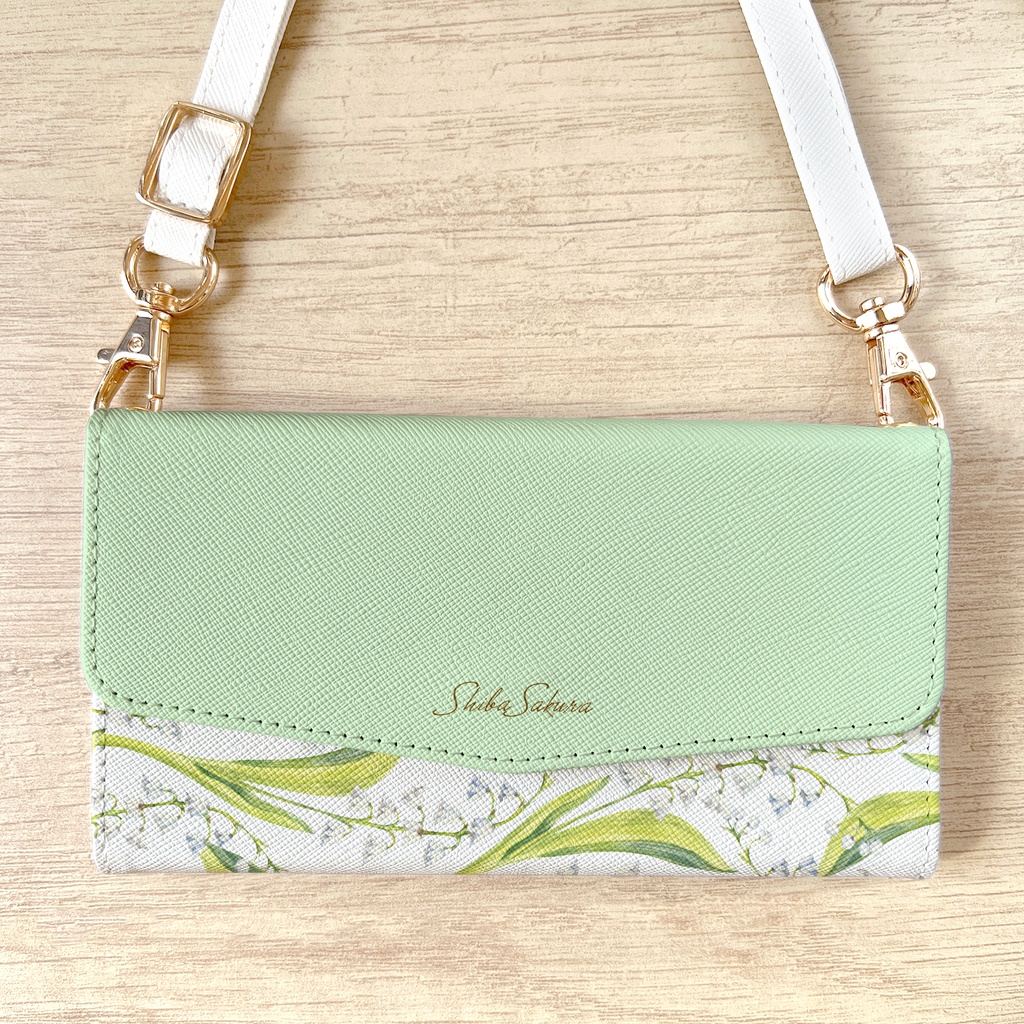 スズランの三つ折り手帳型スマホケース 全機種対応 スマホケース iphone Android 花 ギフト