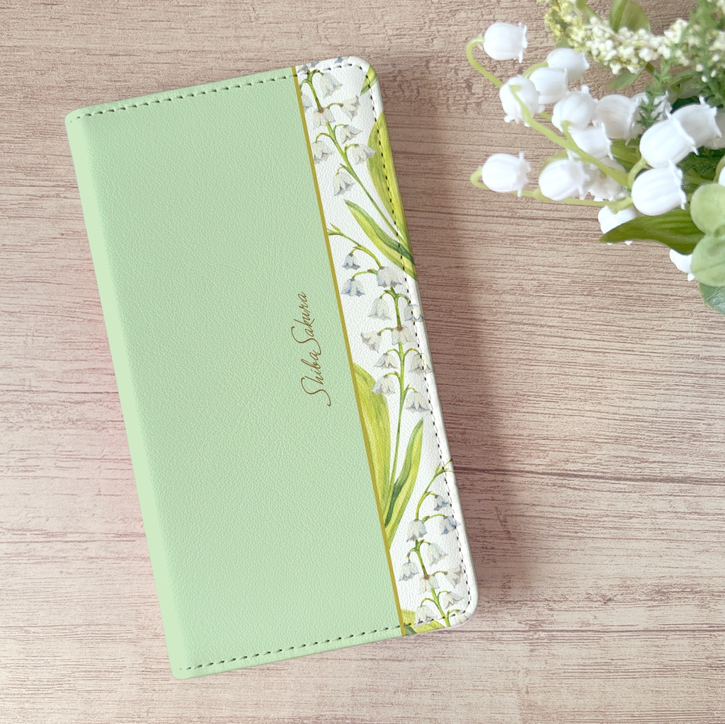 スズランの手帳型スマホケース　iphone15 iphone17 iPhone16e 全機種対応 花 カバー