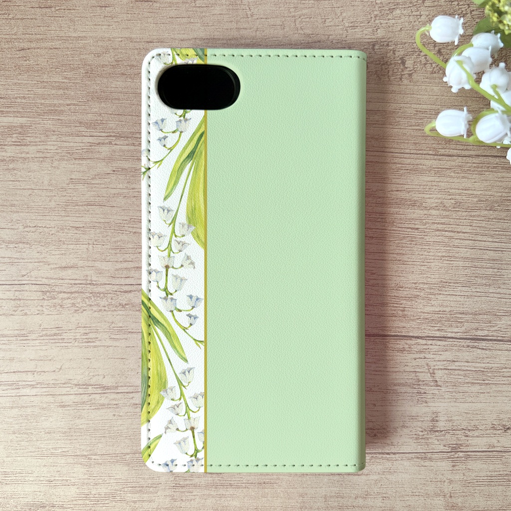 スズランの手帳型スマホケース iphone15 iphone17 iPhone16e 全機種対応 花 カバー