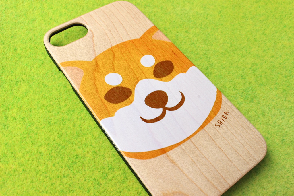 まんまる赤柴のウッドiphoneケース 柴犬 犬 スマホケース