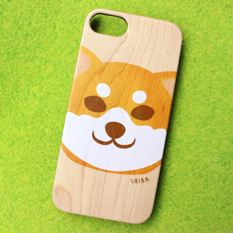 まんまる赤柴のウッドiphoneケース 柴犬 犬 スマホケース