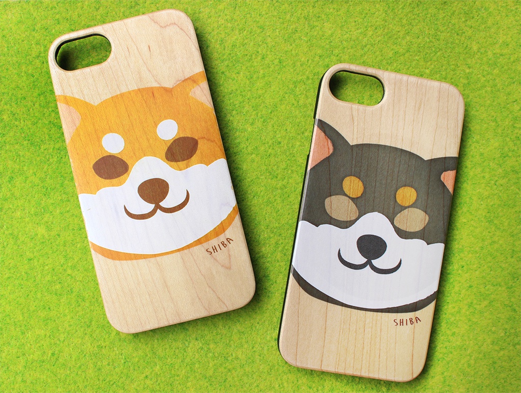 まんまる赤柴のウッドiphoneケース 柴犬 犬 スマホケース