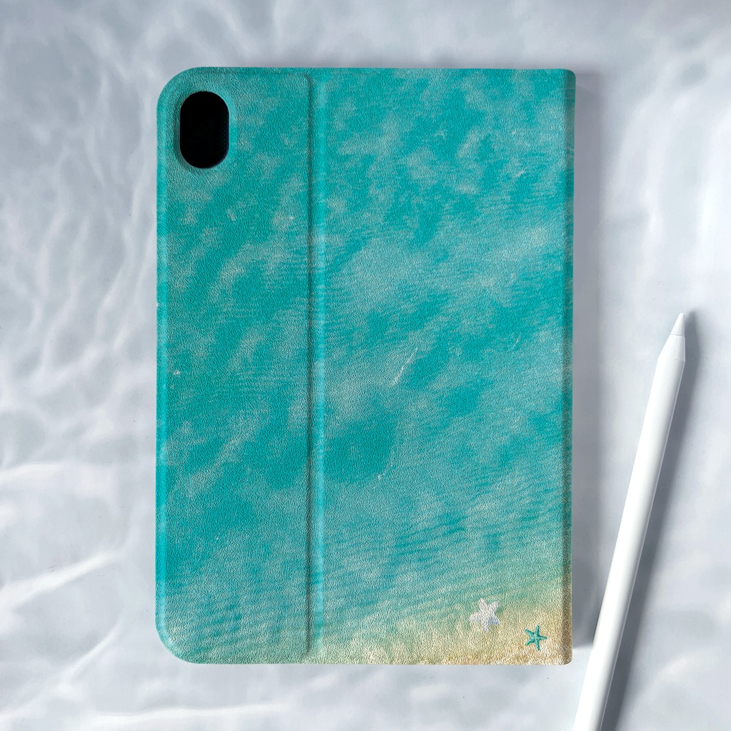 グアム白波とウミガメのiPadケース タブレットケース 父の日 敬老の日 誕生日 カメ 海