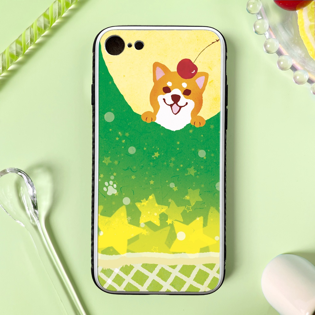 不思議なメロンソーダと柴ちゃんのスマホケース（赤柴/強化ガラス） iphone16e iphone17e カバー