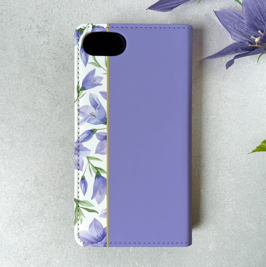 桔梗の手帳型スマホケース(青紫)花 iphone17 iphone16e 母の日 敬老の日 誕生日 キキョウ