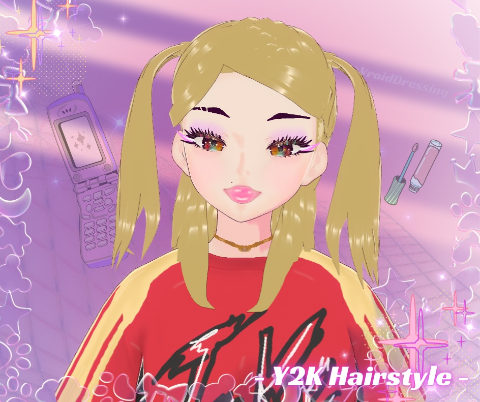 Vroid Y2K hairstyle blond pigtails