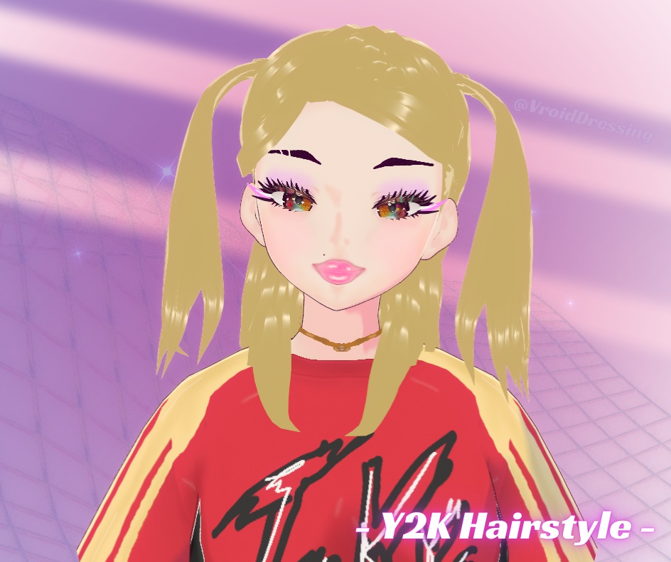 Vroid Y2K hairstyle blond pigtails