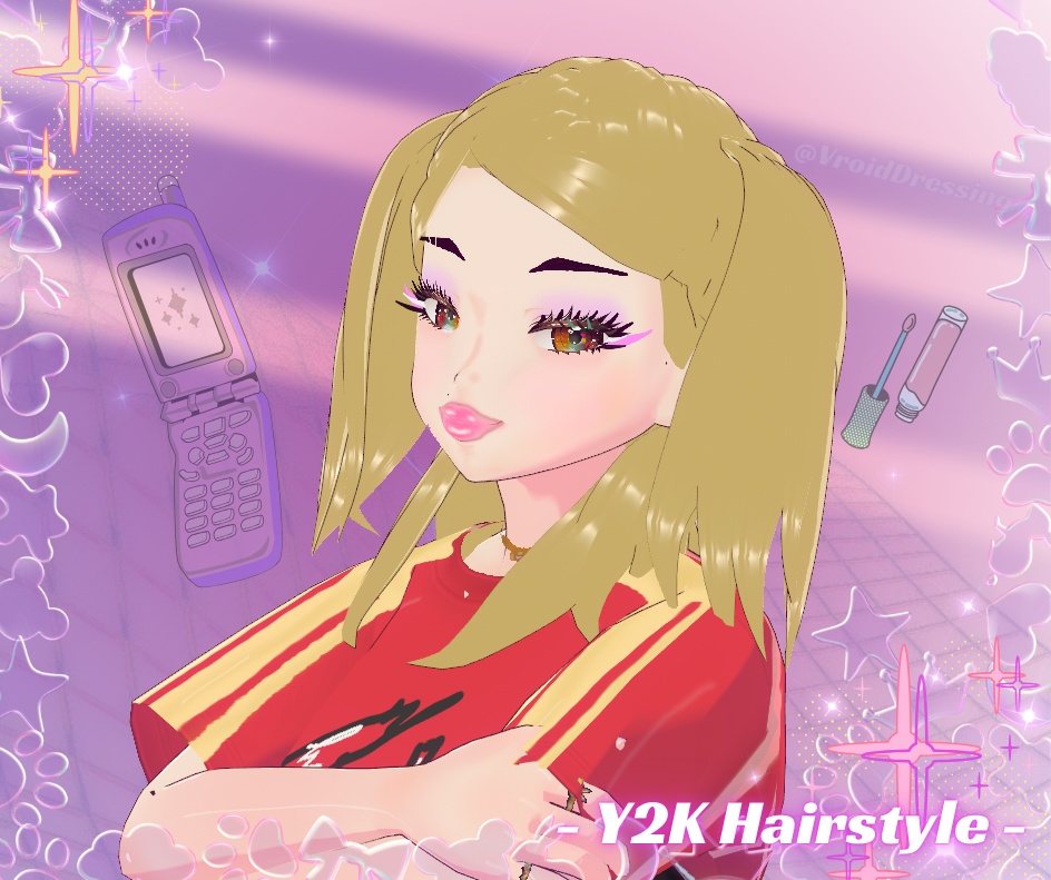 Vroid Y2K hairstyle blond pigtails