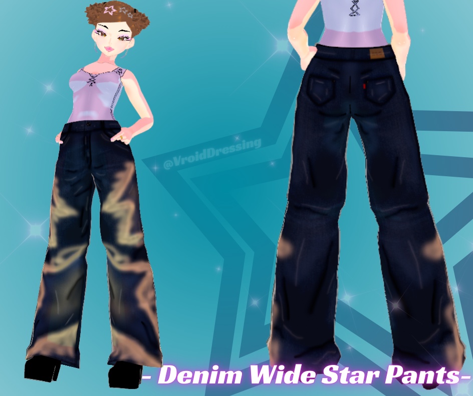 FREE Vroid Denim Wide Stars pants
