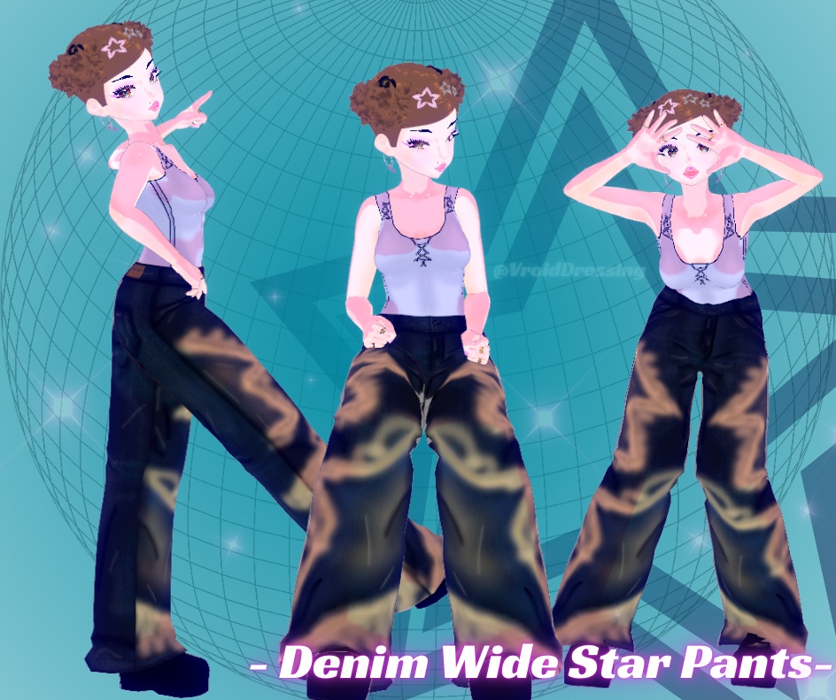 FREE Vroid Denim Wide Stars pants