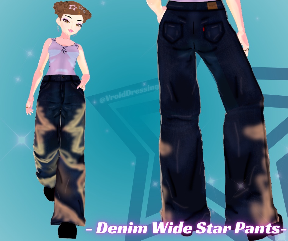 FREE Vroid Denim Wide Stars pants