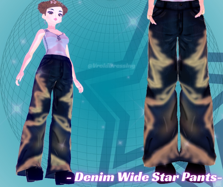 FREE Vroid Denim Wide Stars pants
