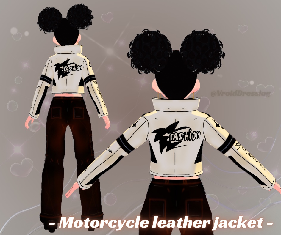 Vroid motorcycle leather cream jacket with white shirt