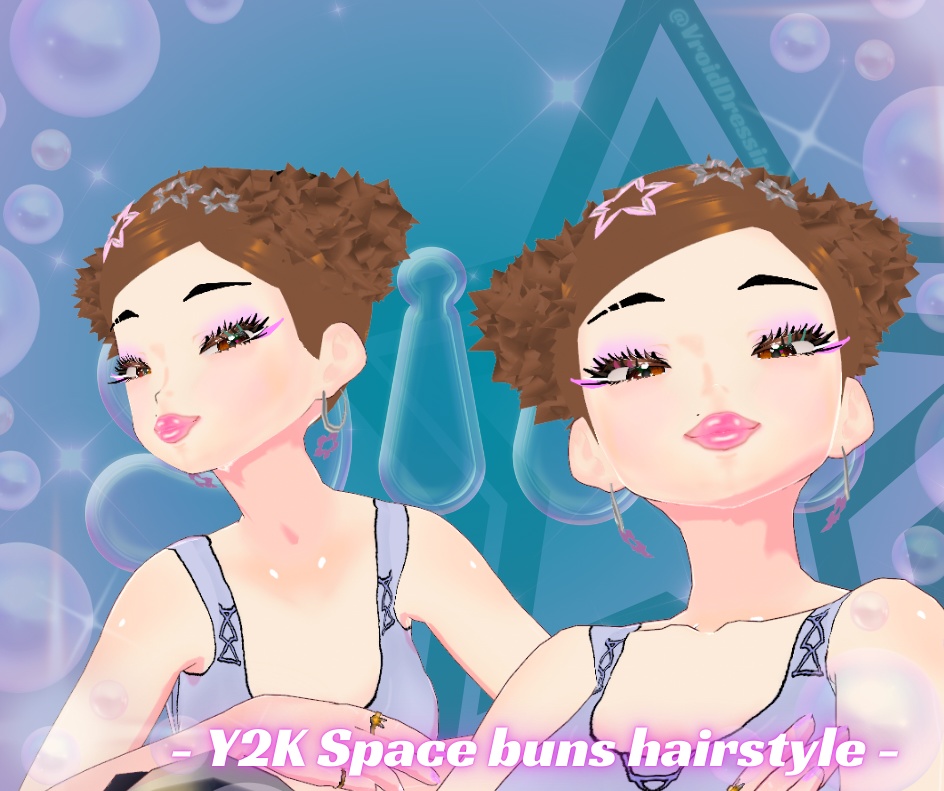 Y2K Space buns hairstyle with star barrette