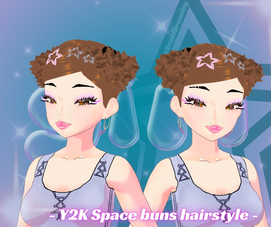 Y2K Space buns hairstyle with star barrette