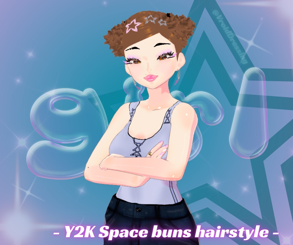 Y2K Space buns hairstyle with star barrette