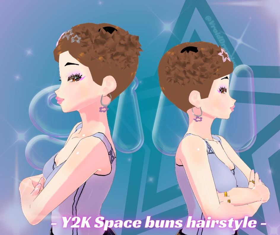 Y2K Space buns hairstyle with star barrette