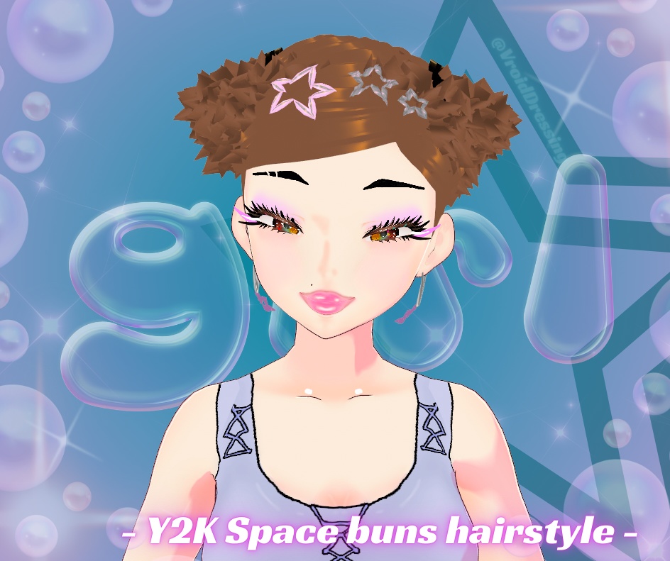 Y2K Space buns hairstyle with star barrette