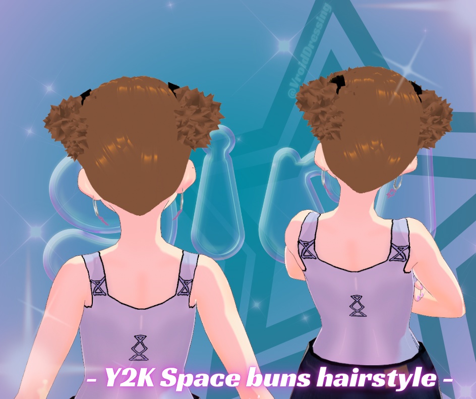 Y2K Space buns hairstyle with star barrette