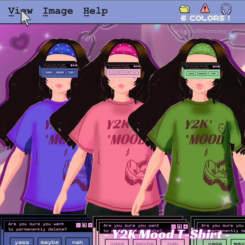 FREE Vroid Y2K mood T-shirt top in 6 colors