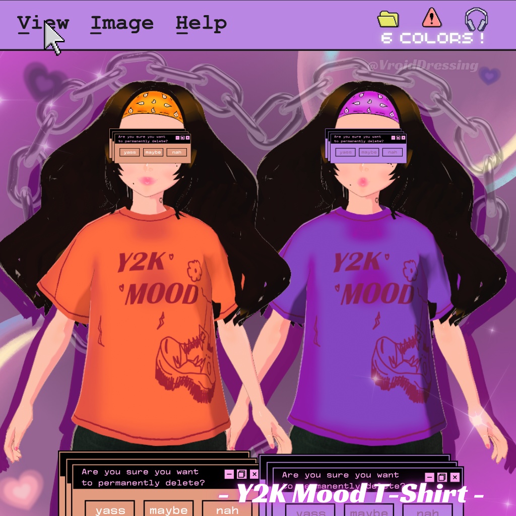 FREE Vroid Y2K mood T-shirt top in 6 colors