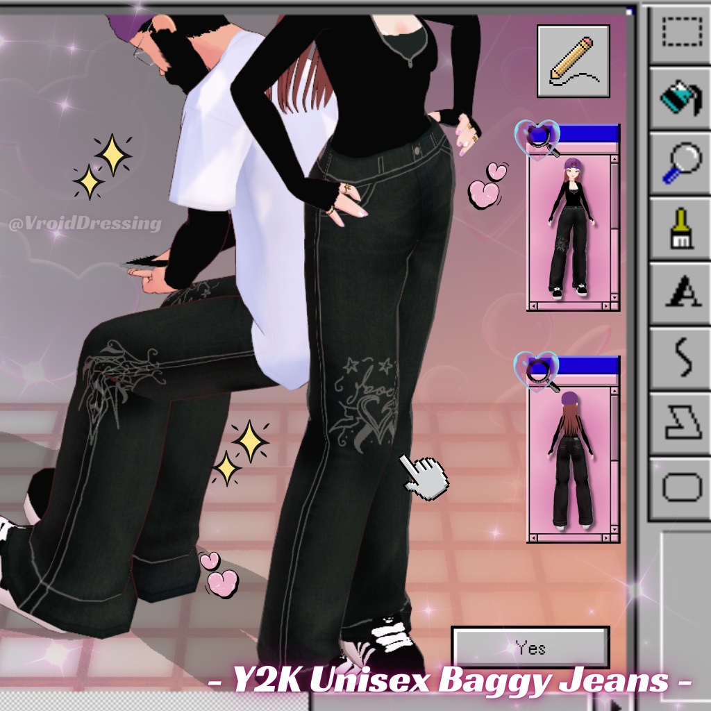 Vroid Y2K Unisex baggy jeans