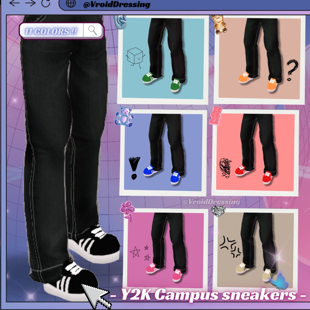 Vroid Y2K Campus Sneakers Shoes 11 colors
