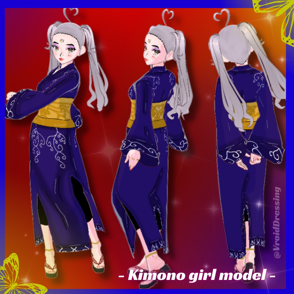 FREE 3D Vroid Kimono girl Avatar VRM model