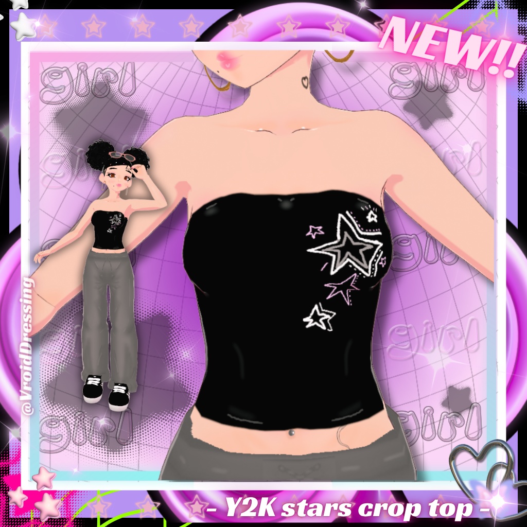FREE Vroid Y2K Stars crop top 