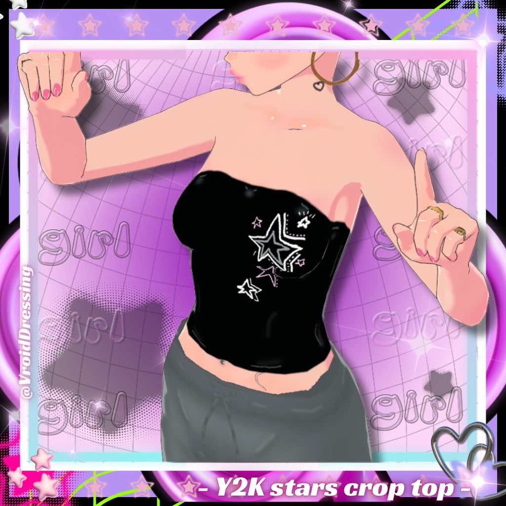 FREE Vroid Y2K Stars crop top