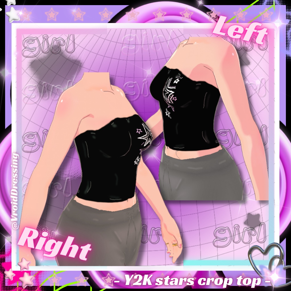 FREE Vroid Y2K Stars crop top