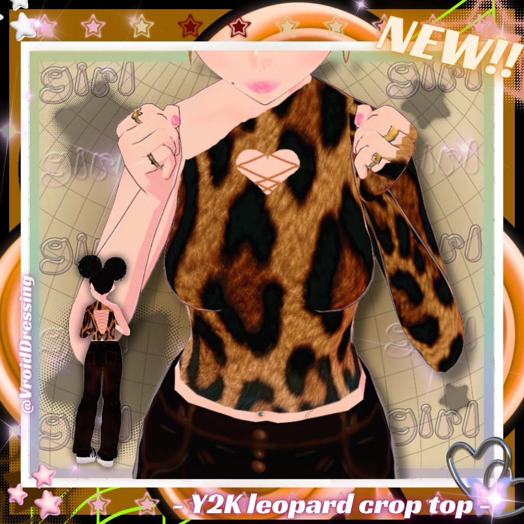 Vroid Y2K leopard crop top