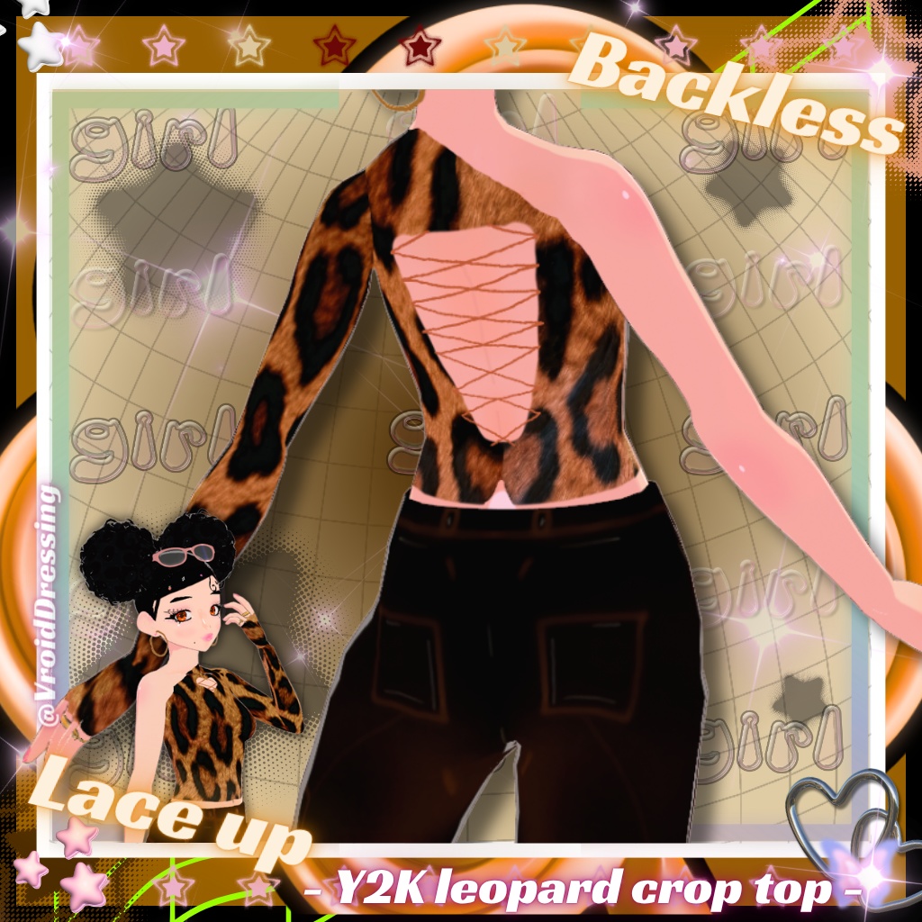 Vroid Y2K leopard crop top
