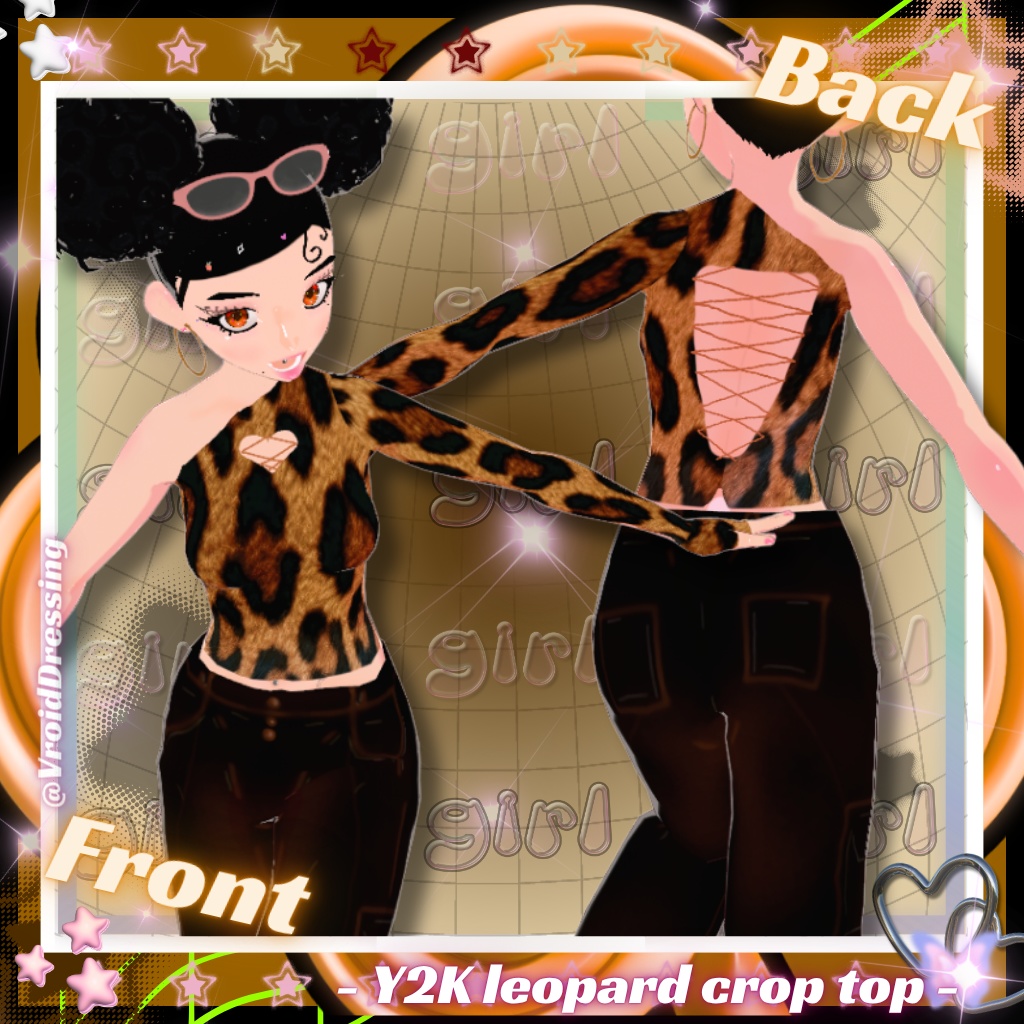 Vroid Y2K leopard crop top