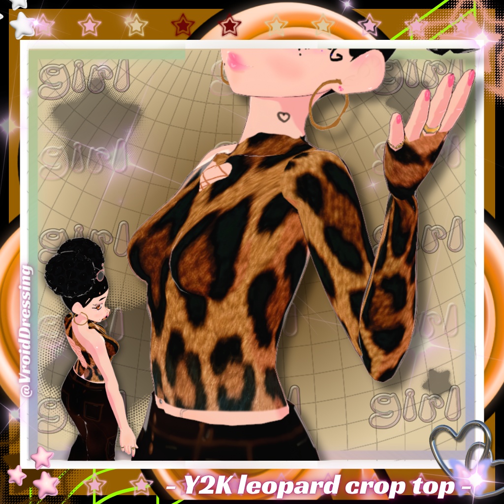 Vroid Y2K leopard crop top
