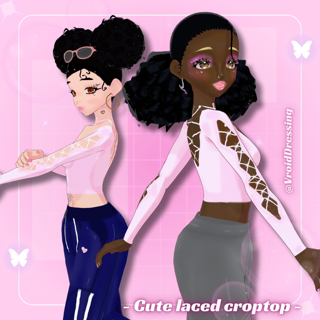 Y2K 3d Cute Vroid lace up croptop