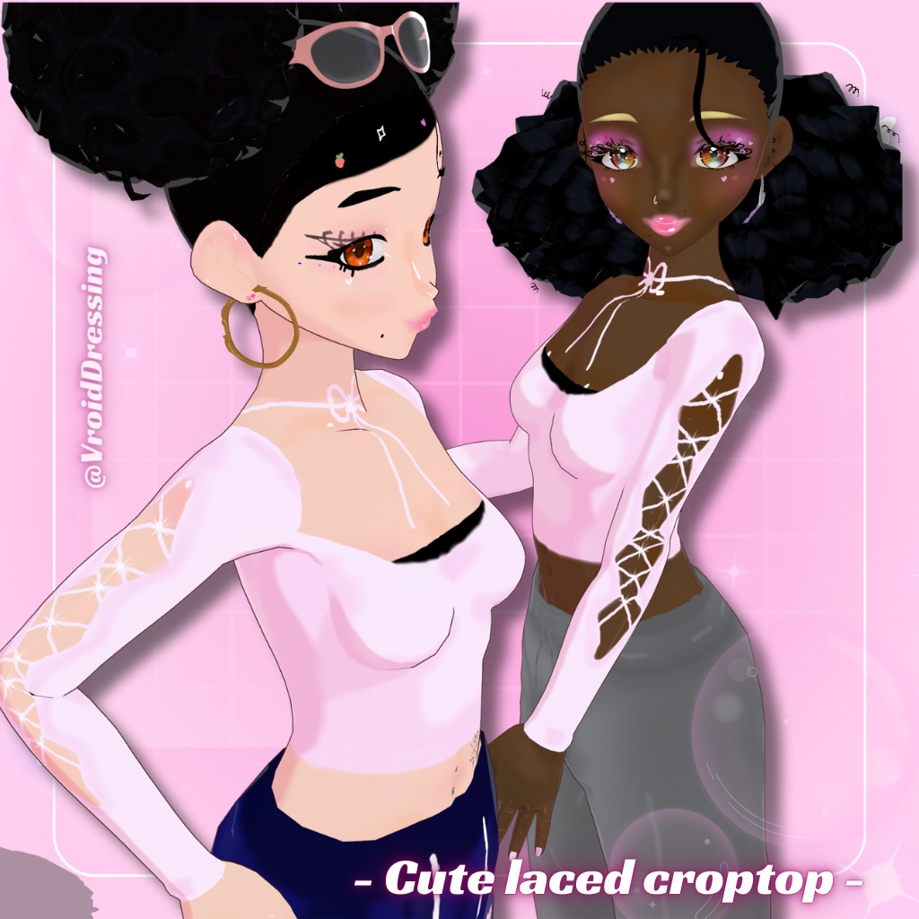 Y2K 3d Cute Vroid lace up croptop