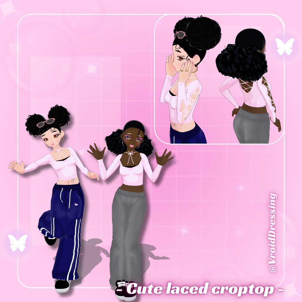 Y2K 3d Cute Vroid lace up croptop