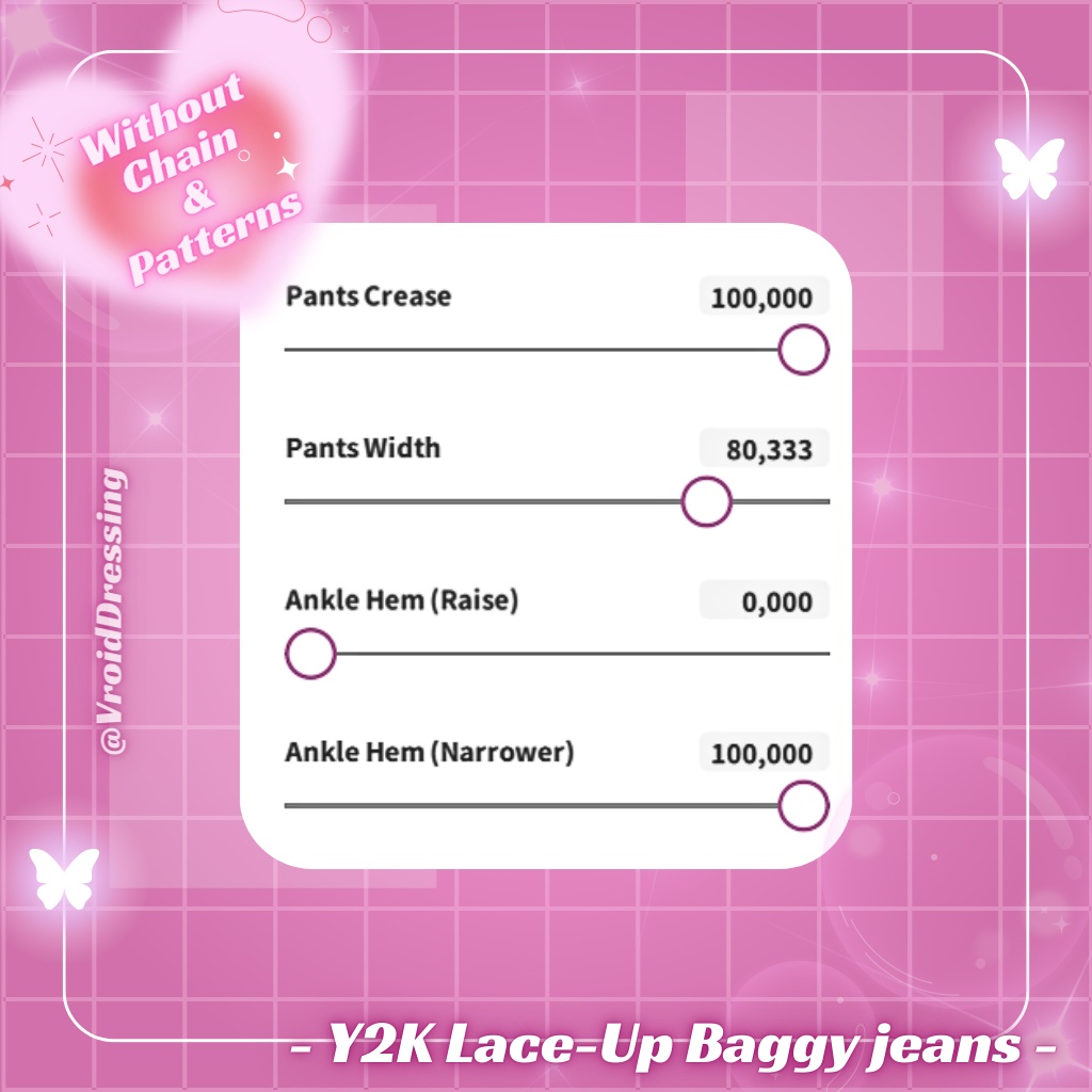 3d Vroid Y2K Lace Up Baggy jeans
