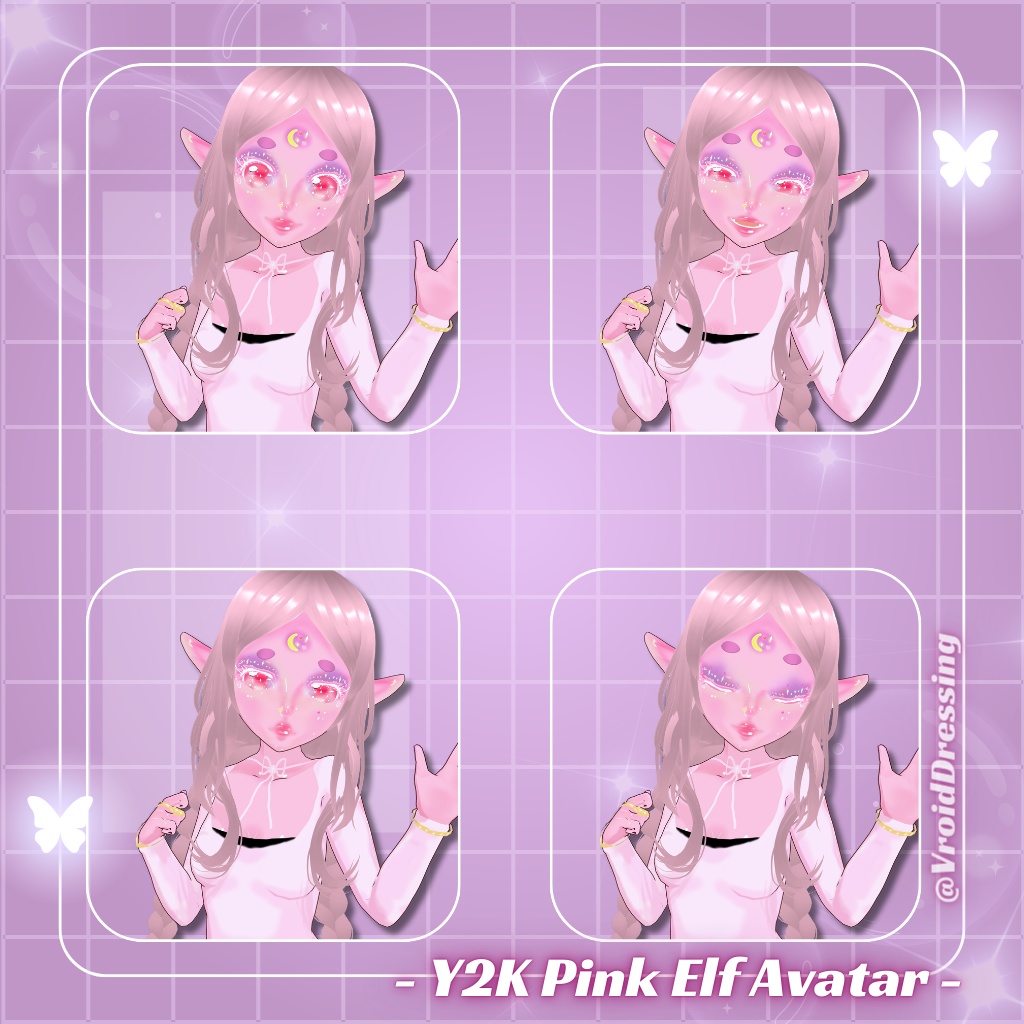 3D Vroid Y2K Vroid Pink Elf Avatar