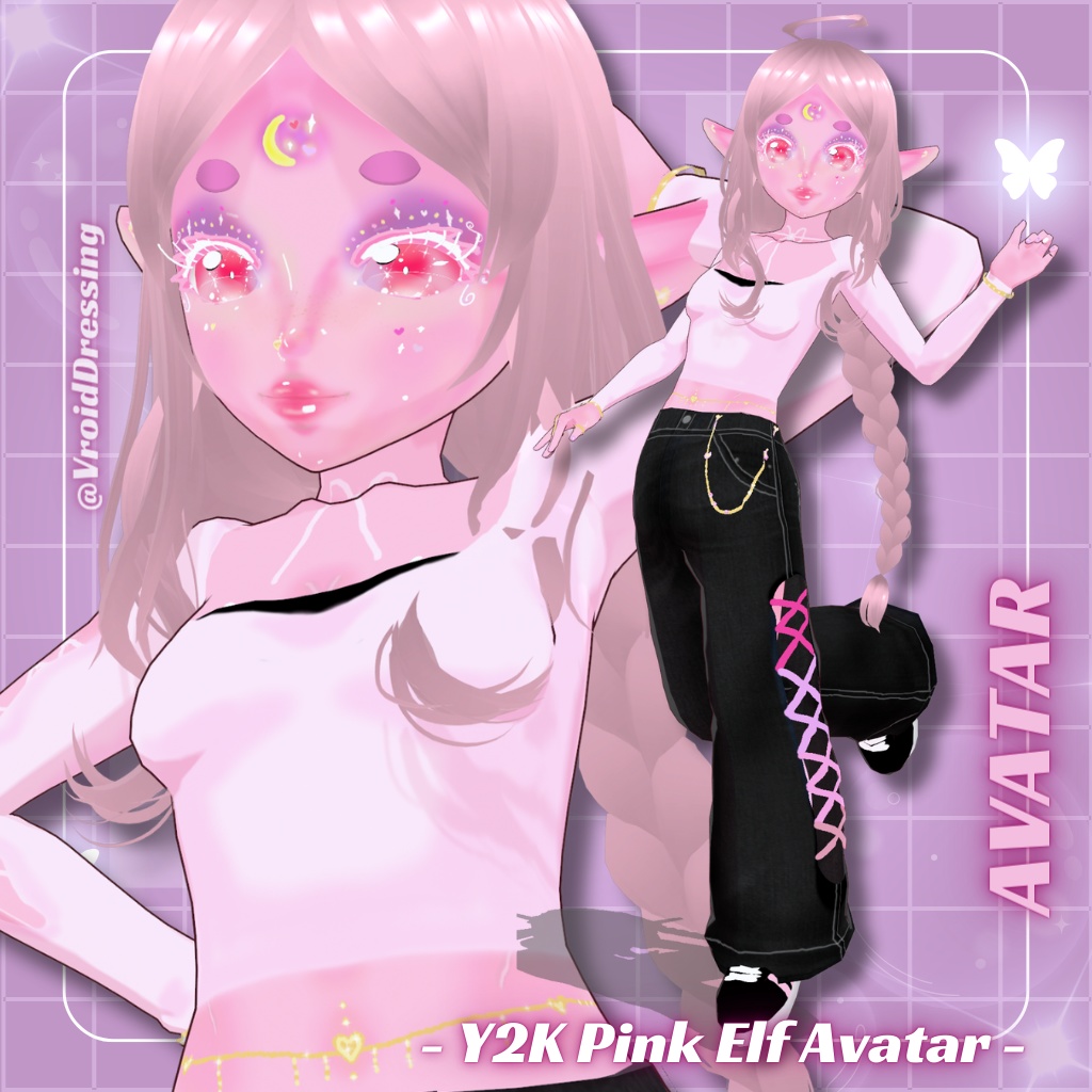 3D Y2K Vroid Pink Elf Avatar