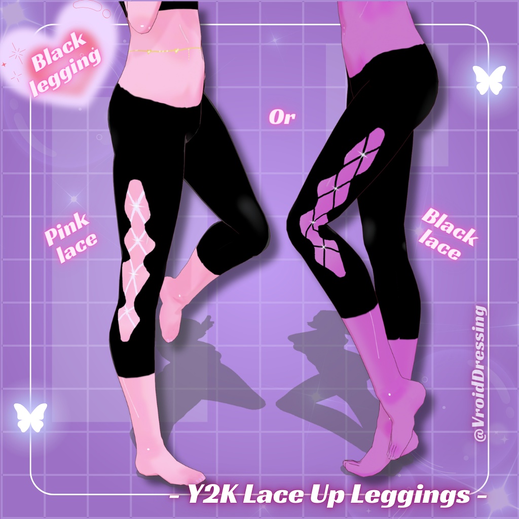 3D Vroid Y2K Lace Up Leggings